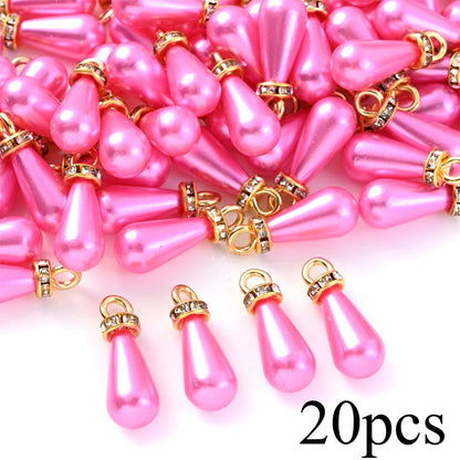 Multicolor Acrylic Imitation Pearl Waterdrop Charms