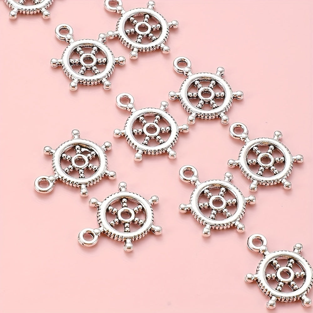 20PCS 15×20mm Silver-Tone Rudder Alloy Pendants