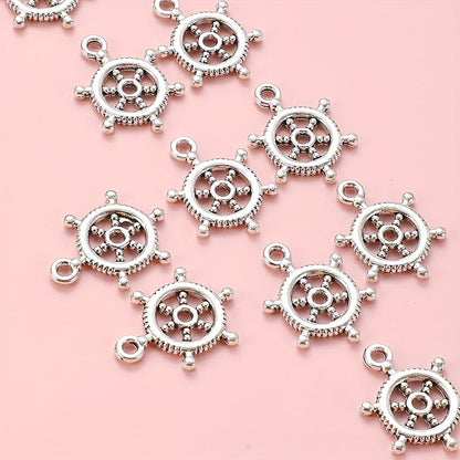 20PCS 15×20mm Silver-Tone Rudder Alloy Pendants
