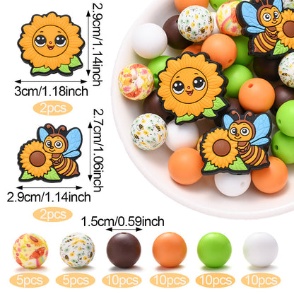 Sun Bee Sunflower Silicone Beads Set