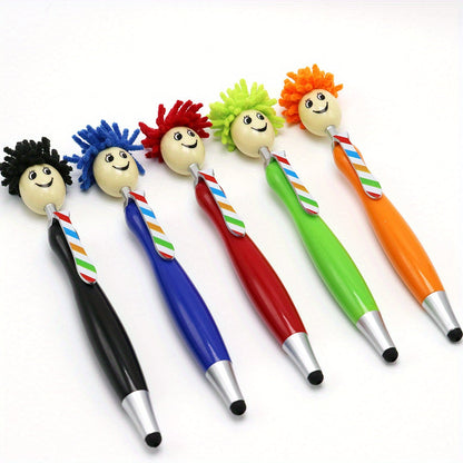 8-Piece 2-in-1 Plush Doll Smile Face Rainbow Ballpoint Pens