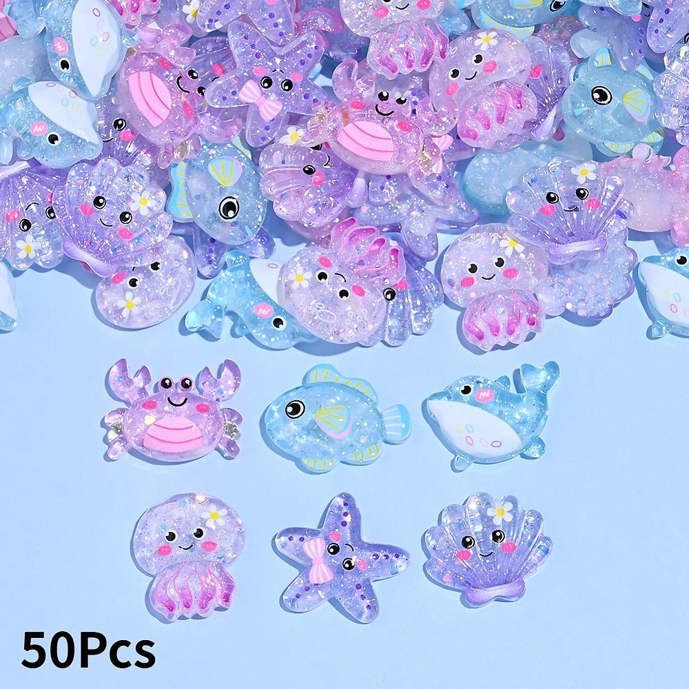 Colorful Ocean Series Resin Flatback Appliques
