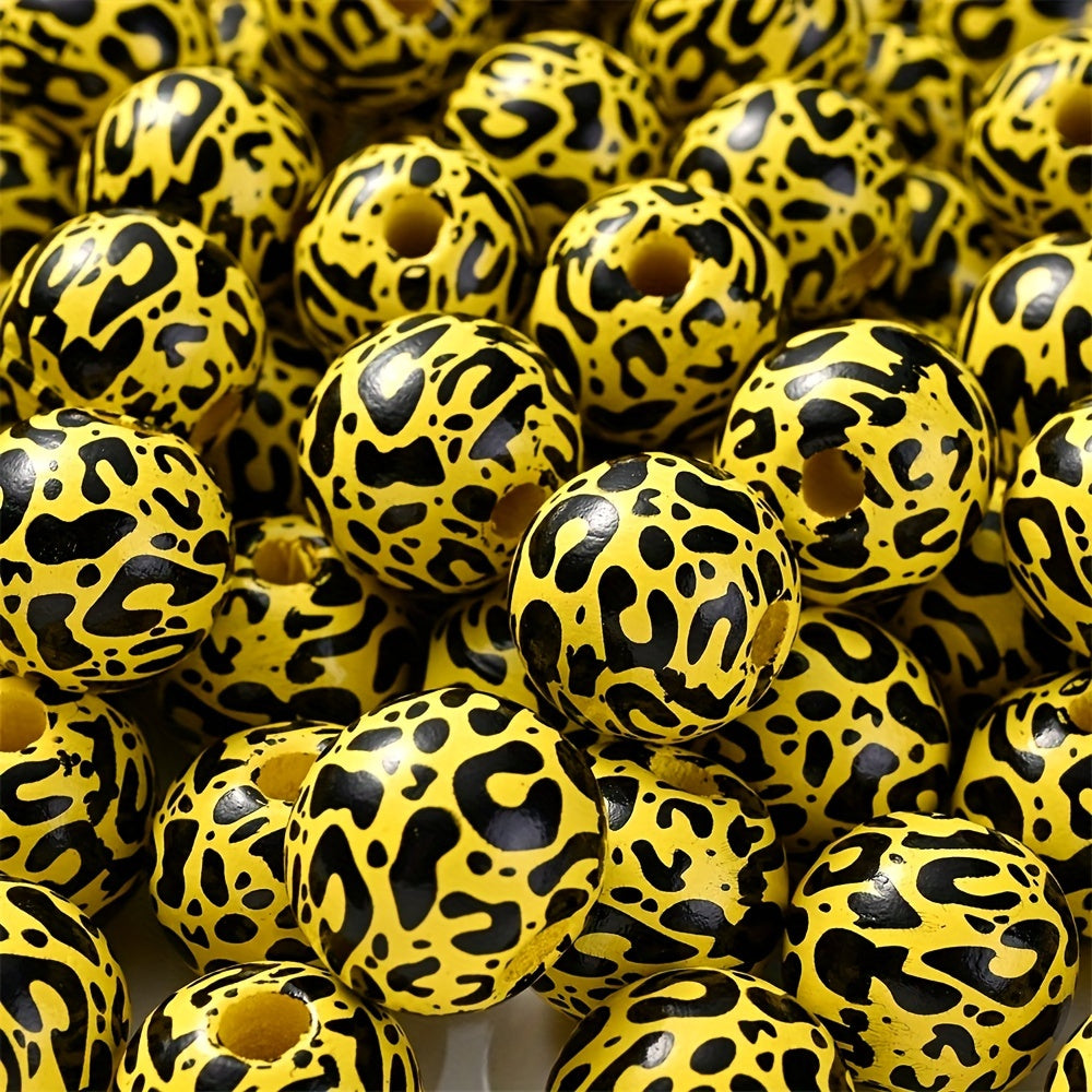 Leopard Print Wooden Beads