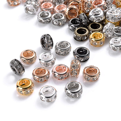 0pcs 10/12mm AlloyLarge Hole Rhinestone Spacer Beads DIY Jewelry Accessories