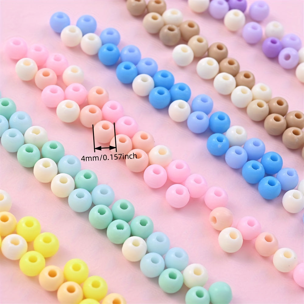 100PCS 4mm Solid Color Round Acrylic Bead Set