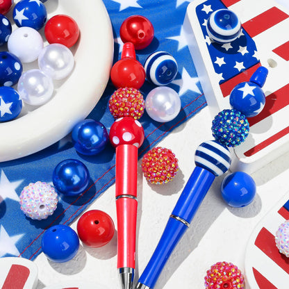 Patriotic Red White and Blue Acrylic Spacer Beads
