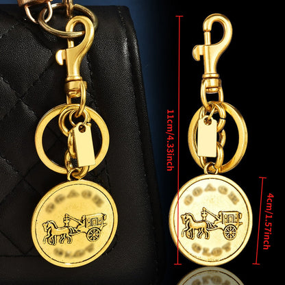 1PC 11cm Classic Carriage Round Zinc Alloy Keychain