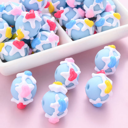 Painted Acrylic Round Beads