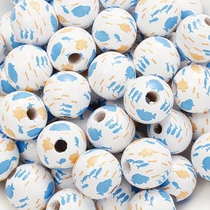 Marine-Themed Wooden Beads