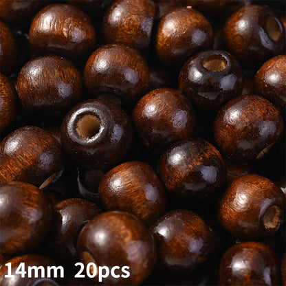 14 mm Brown Natural Wooden Round Beads