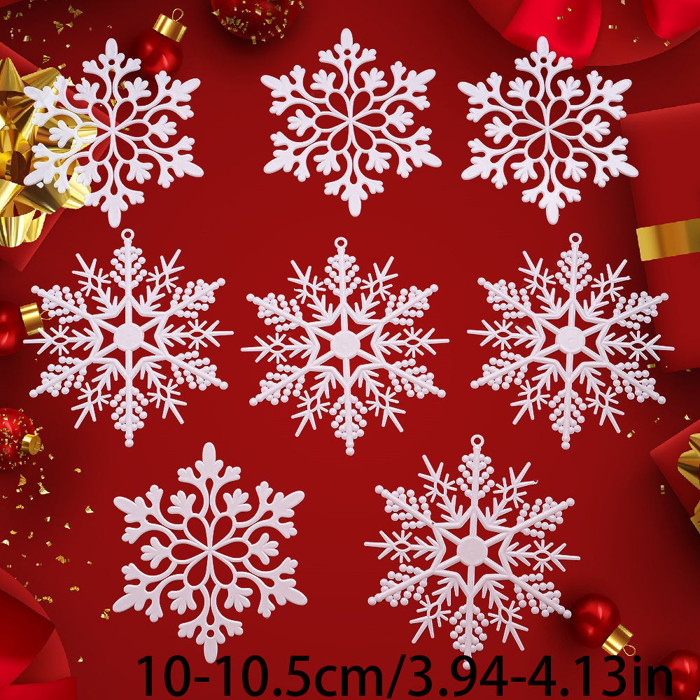 White Glitter Snowflake Hanging Ornaments