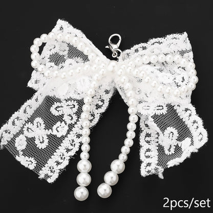 Lace Pearl Bow Keychains