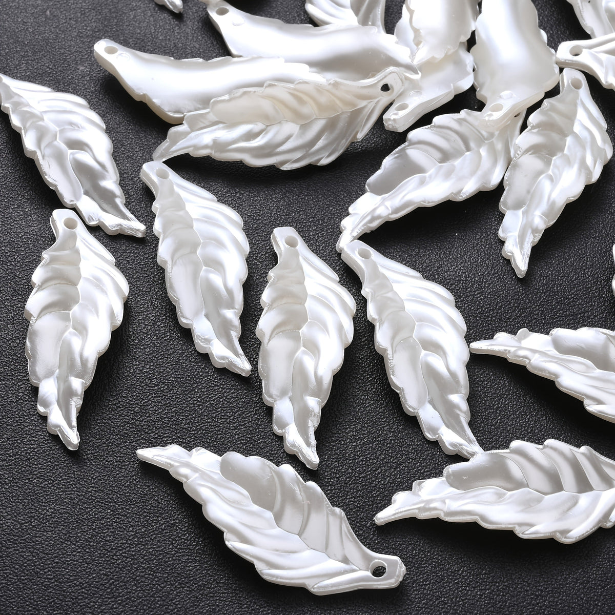 White Leaf Acrylic Beads