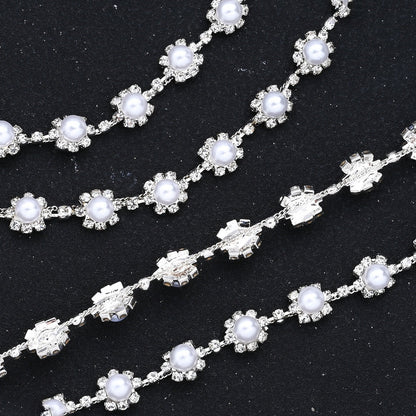 17.7 Inch Imitation Pearl & Rhinestone Bead Chain