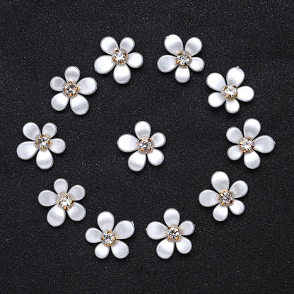 White Five-Petal Flower Acrylic Patch Beads
