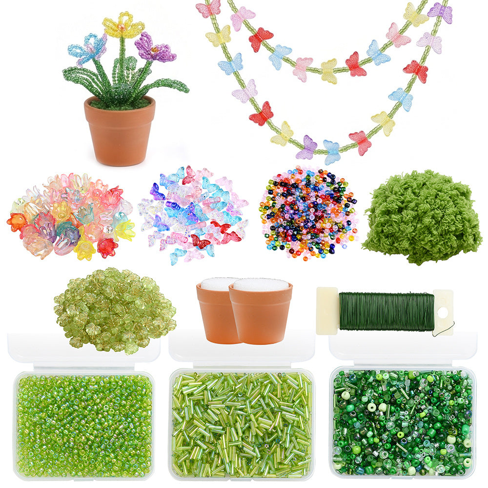 Green DIY Mini Potted Plant Bead Kit