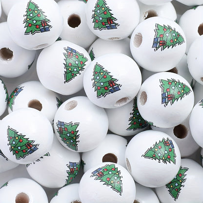 Christmas Wooden Pattern Beads