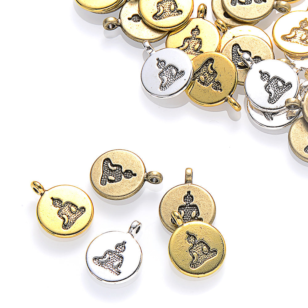 Round Buddha Alloy Pendants