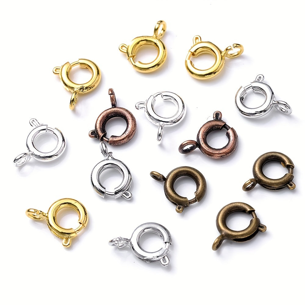 10PCS 7mm Gold & Silver Spring Clasps with Open Jump Rings