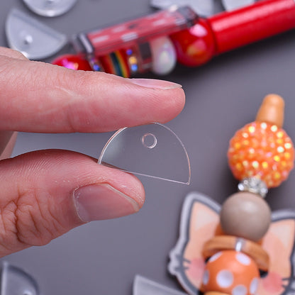 12x20 mm Clear White Acrylic Semicircular Spacer Beads