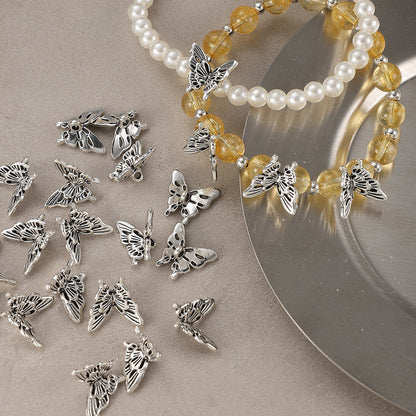 20PCS Retro Silver-Tone Hollow Butterfly Charms