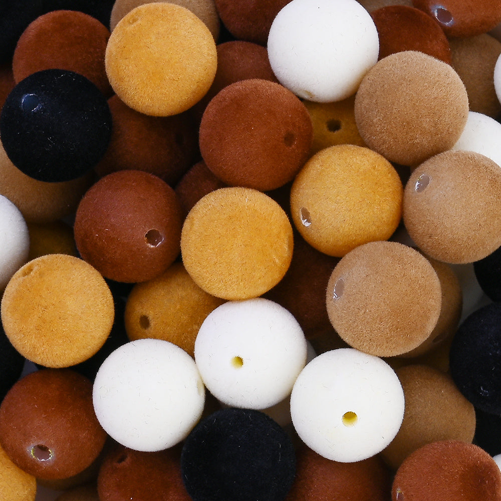 Brown Acrylic Flocked Large Hole Beads