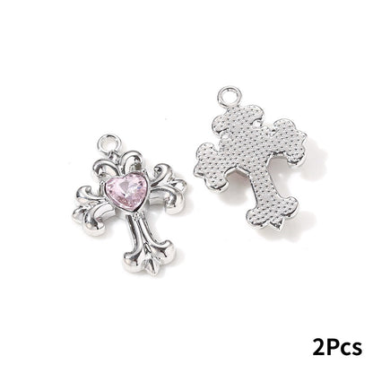 Y2K Rhinestone Cross Alloy Pendants