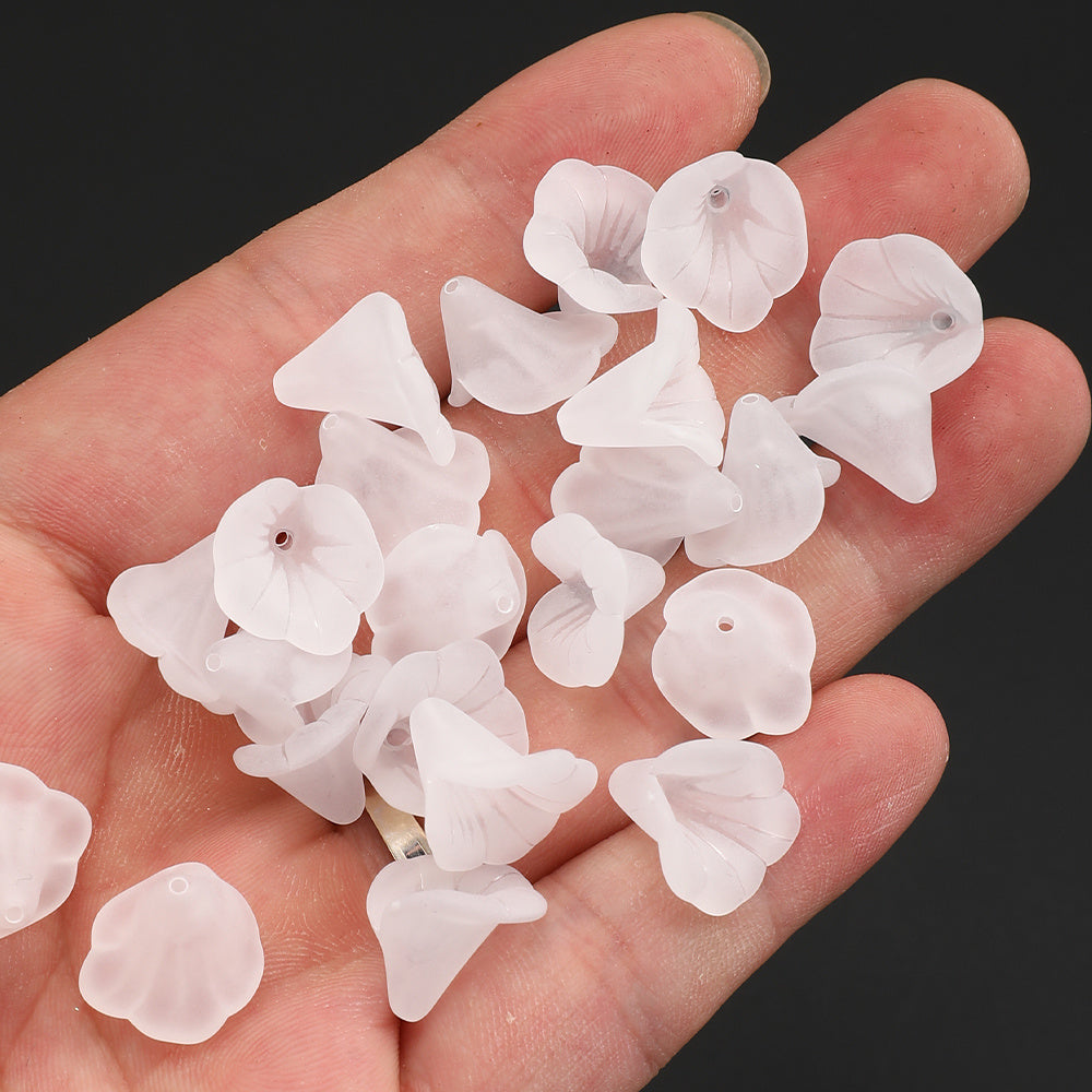 White Acrylic Horn Flower Beads