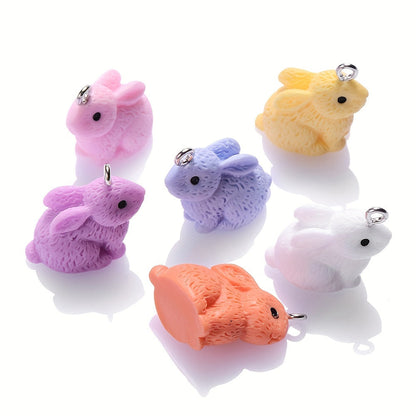 10PCS 16×21mm Colorful Rabbit Resin Pendant Set