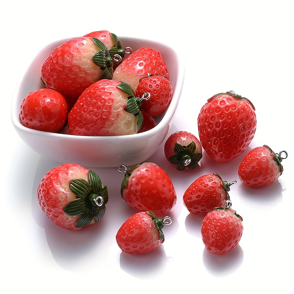 5PCS Red Resin Strawberry Charm Set