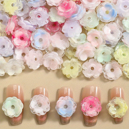 Gradient Glitter Flower Acrylic Beads