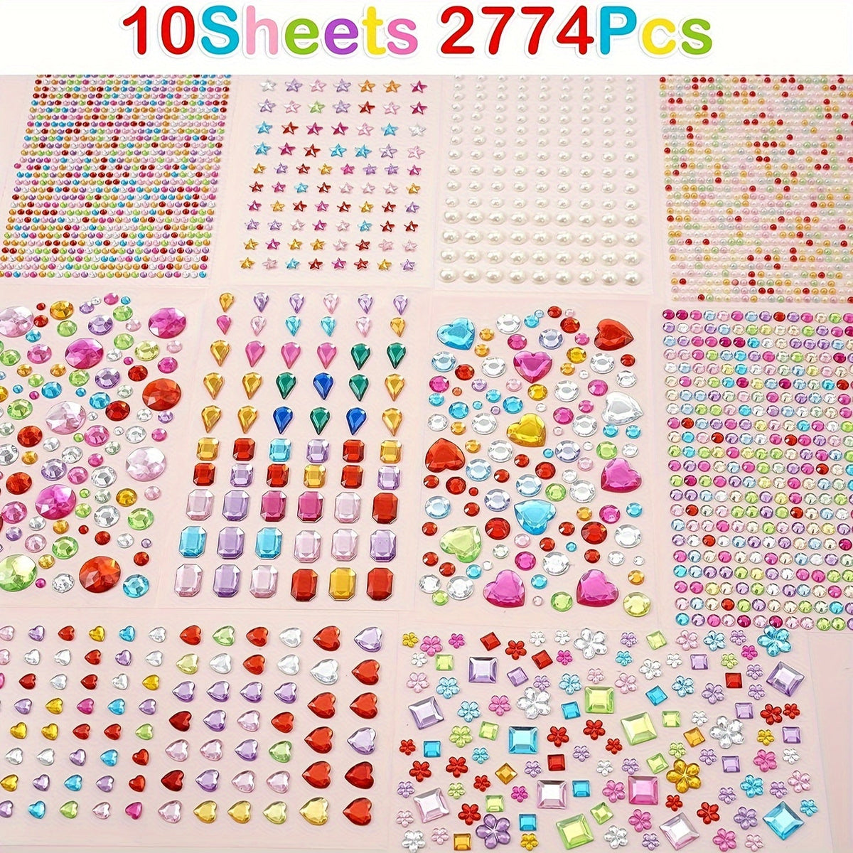 Acrylic Rhinestone Rainbow Self-Adhesive Stickers
