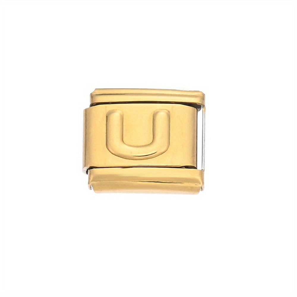 Golden Alphabet Alloy Bracelet Module