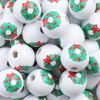 Christmas Wooden Pattern Beads