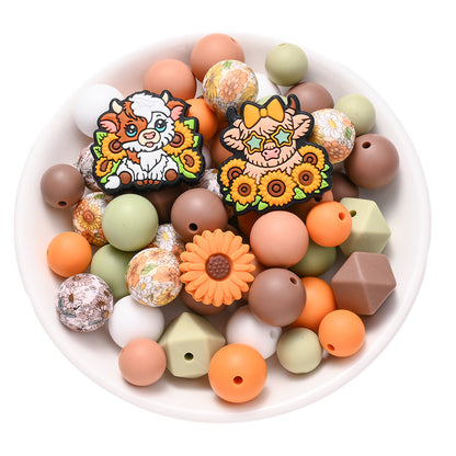 Brown Highland Cow Silicone Beads Set