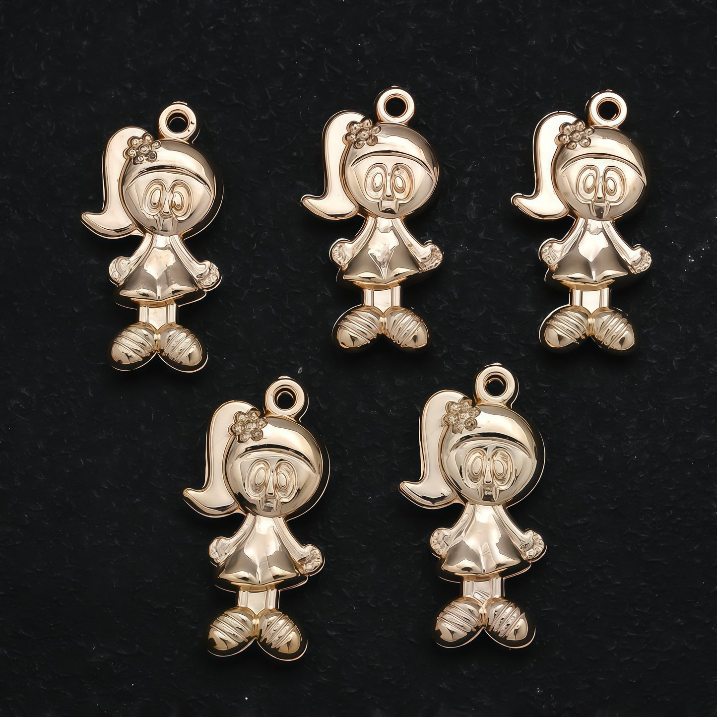 20PCS Gold & Silver CCB 3D Cartoon Boy & Girl Pendants