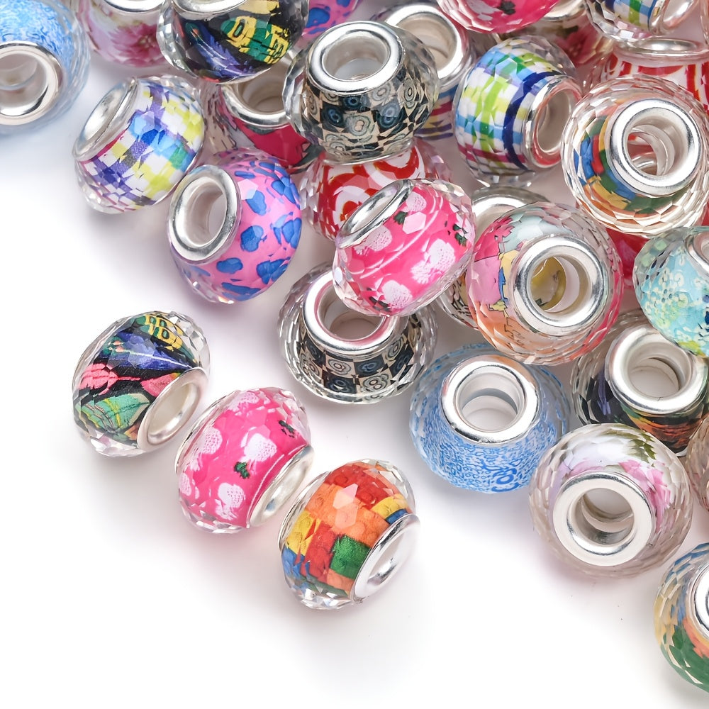 Color Printed Acrylic Large Hole Beads