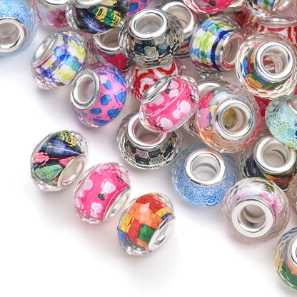 Color Printed Acrylic Large Hole Beads