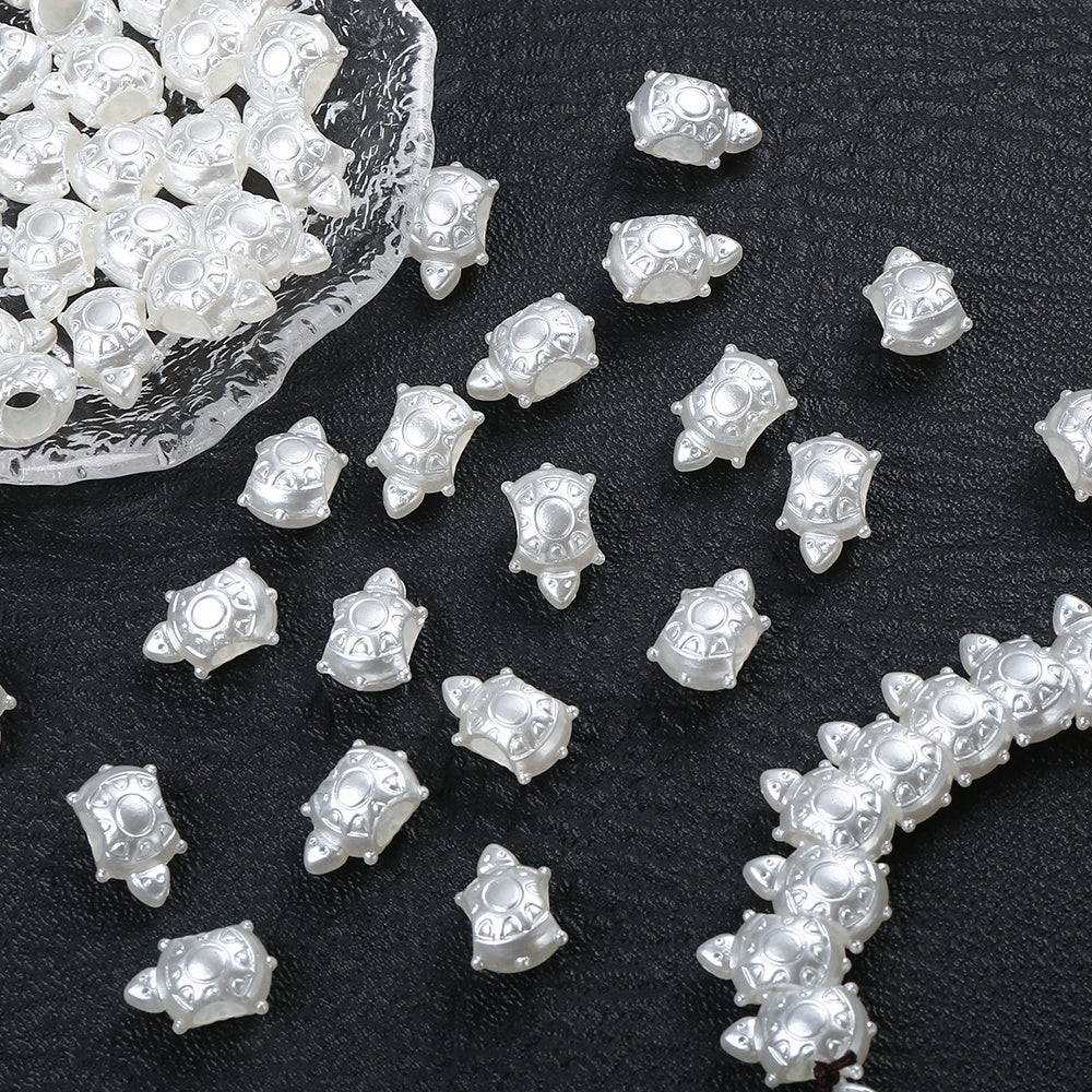 White Money Turtle Acrylic Beads