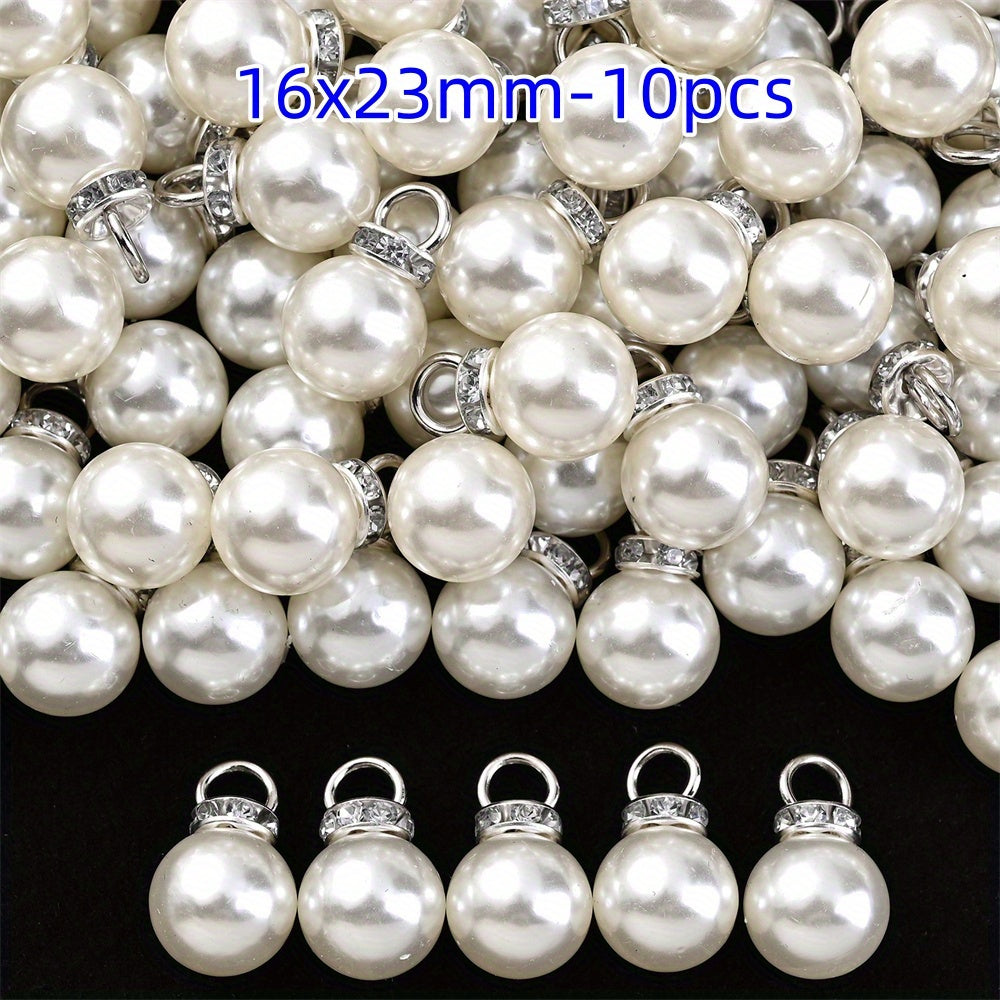 Acrylic Imitation Pearl Pendant Beads with Rhinestone Rondelle