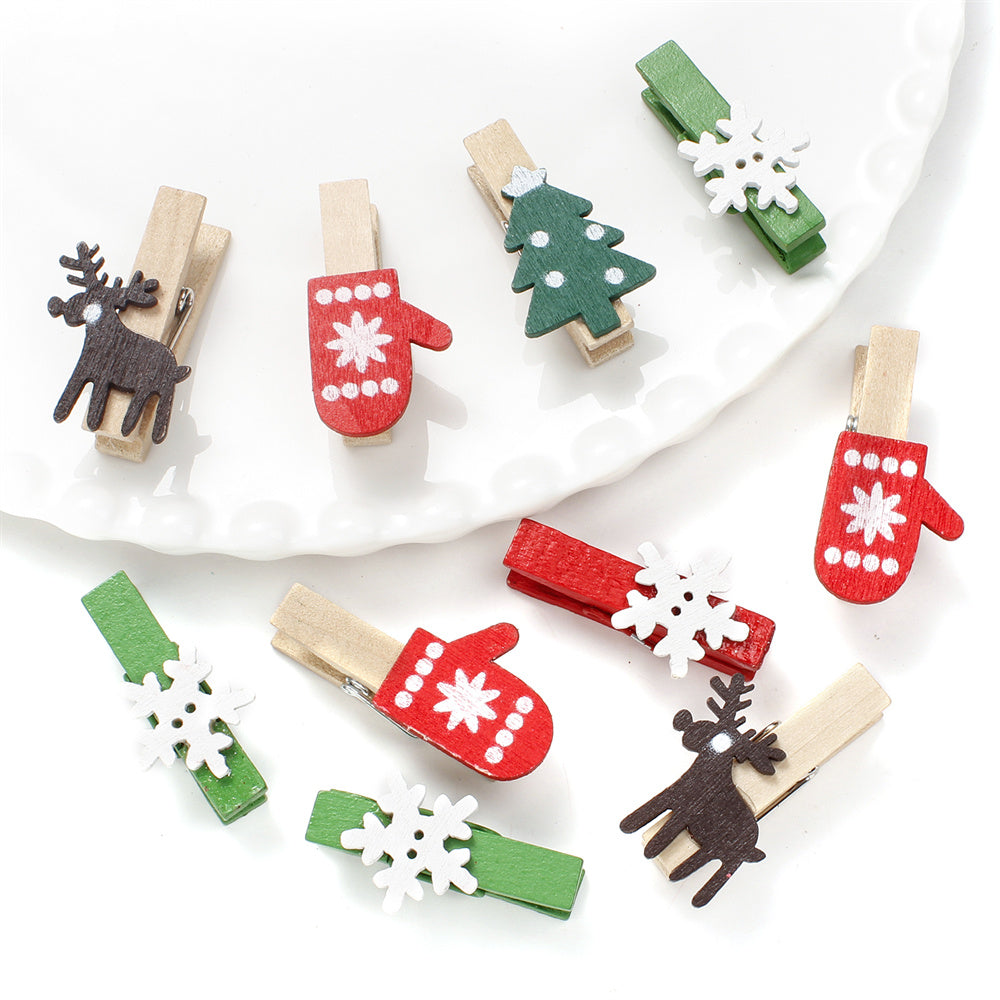 Christmas Wooden Mini Clips