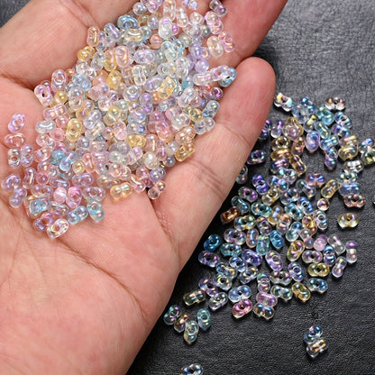 Rainbow Glass Rice Spacer Beads