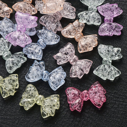 10PCS 21×29mm Sparkling Bow Acrylic Bead Set