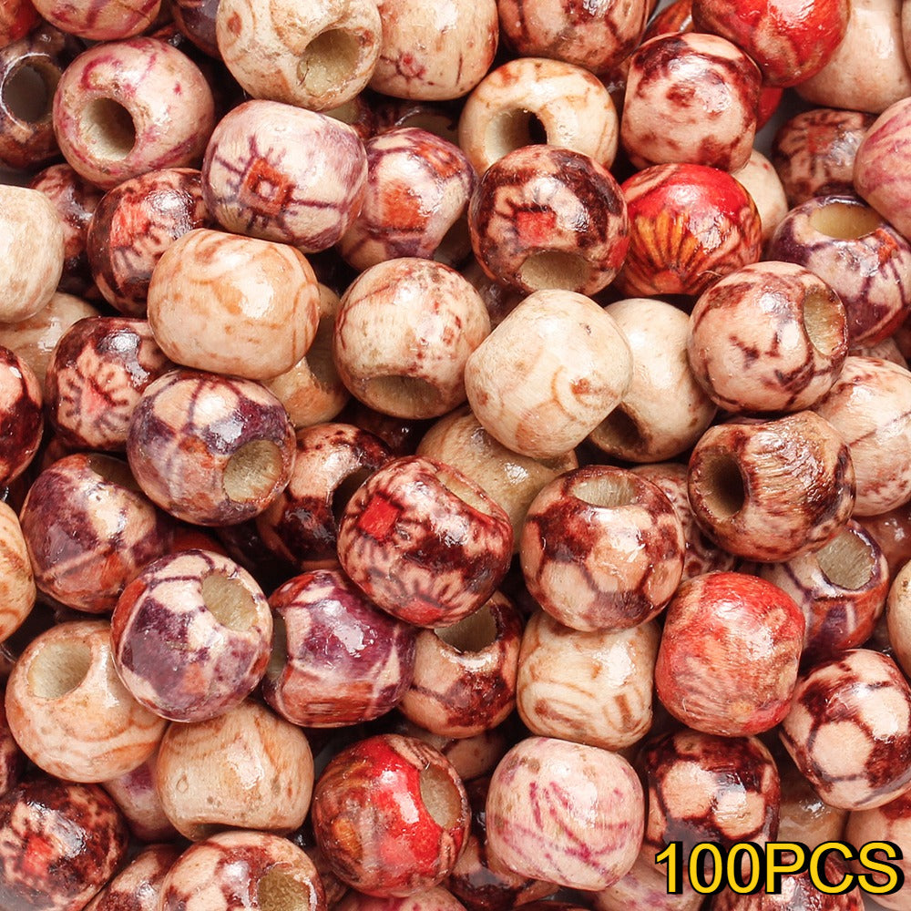 50/100-Piece Tribal Style Multicolor Wooden Spacer Beads