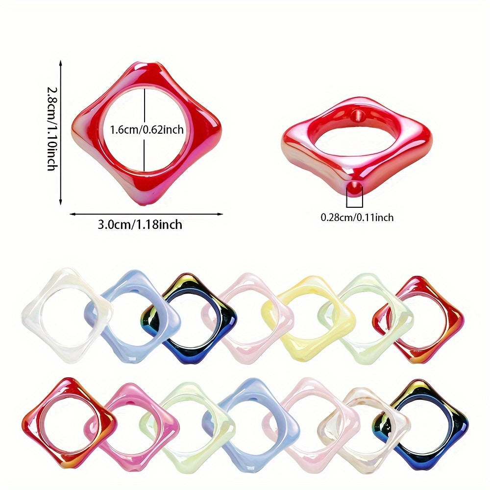 10PCS 28×30mm Square Frame Acrylic Bead Set