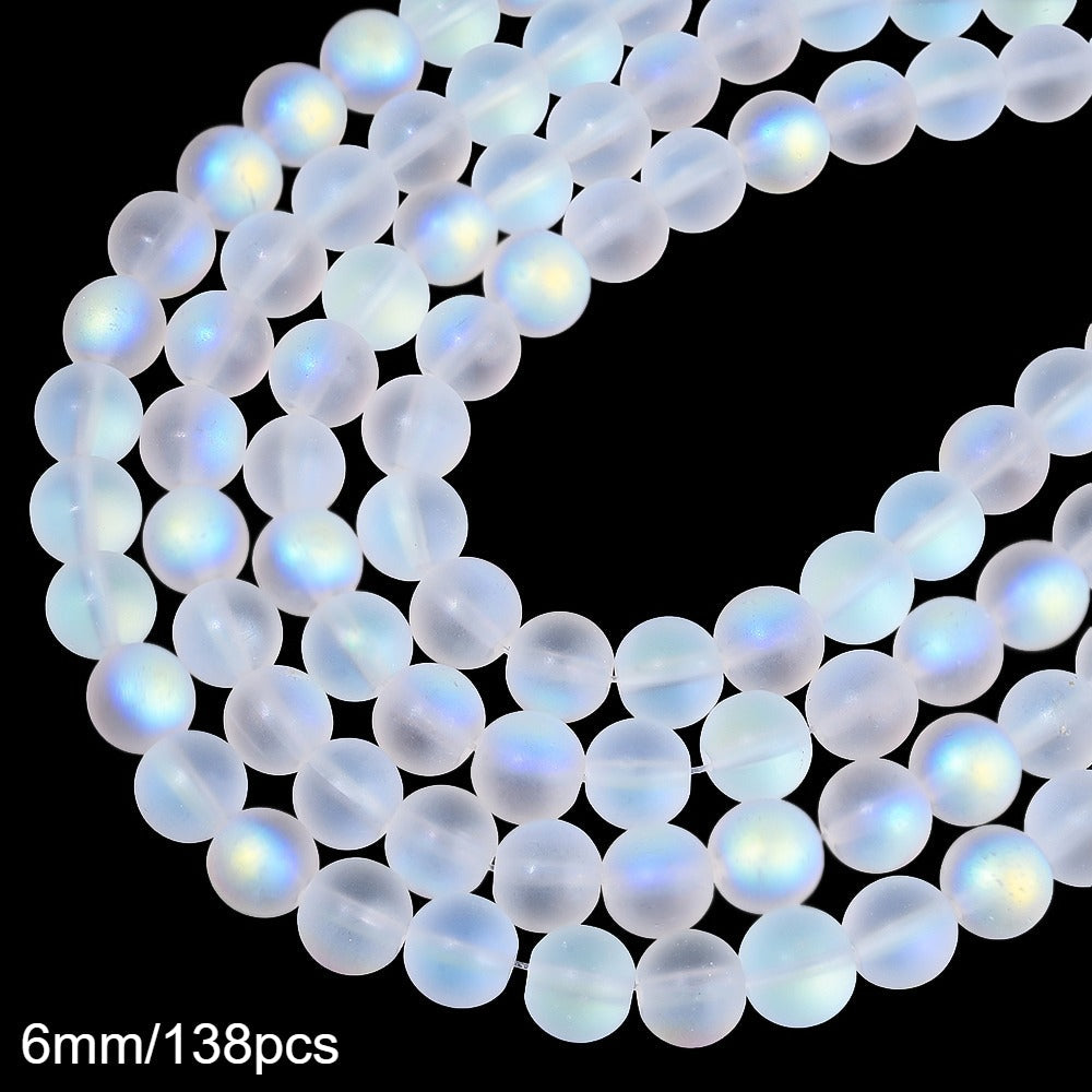 White Matte Frosted Glass Beads