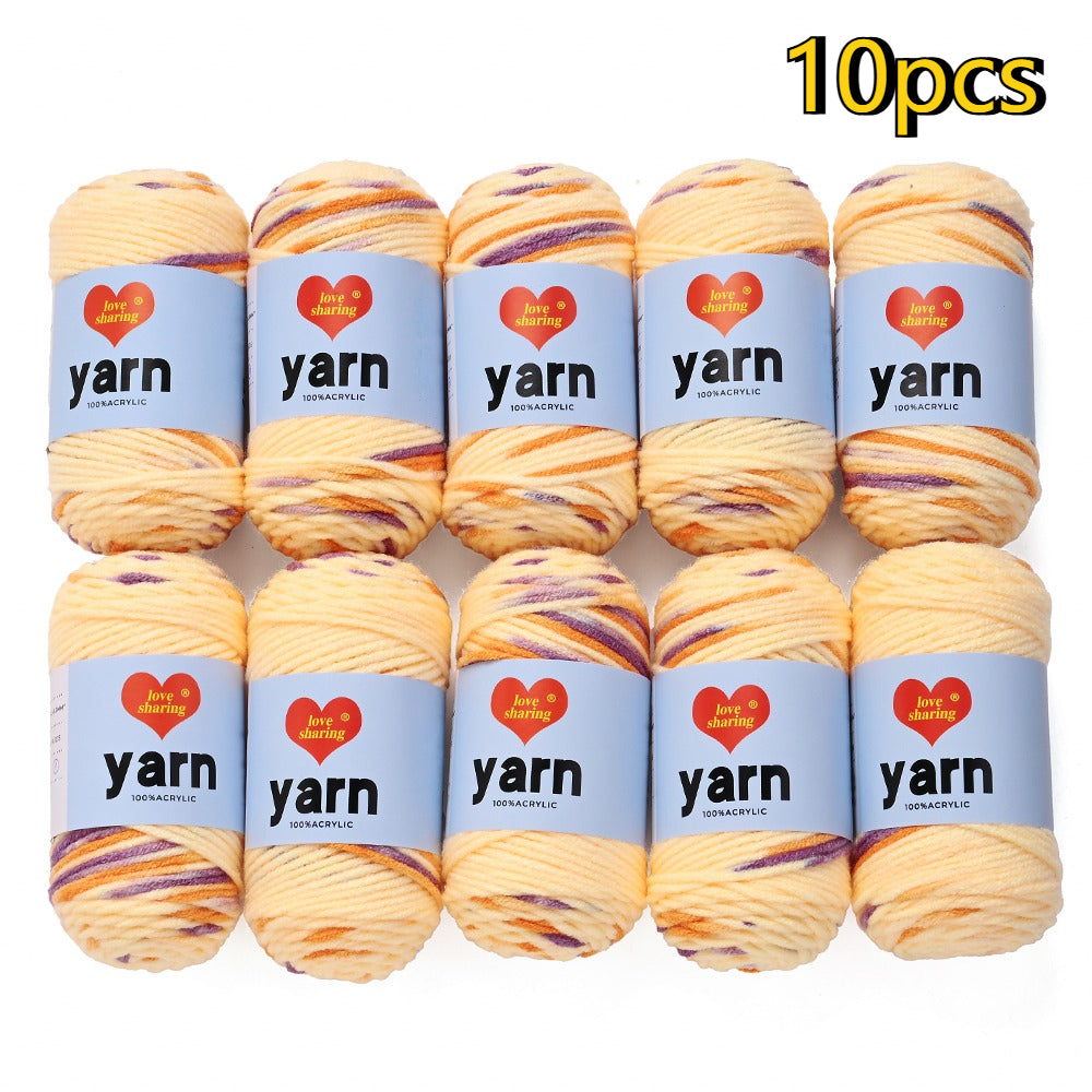 10PCS 10×4cm Rainbow Gradient Polyester Knitting Yarn