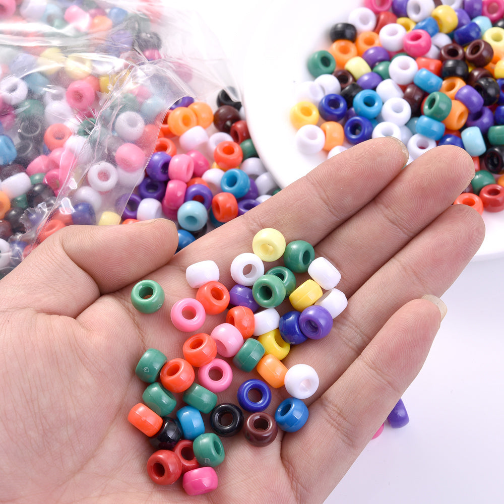 Braided Large Hole Acrylic Pony Beads