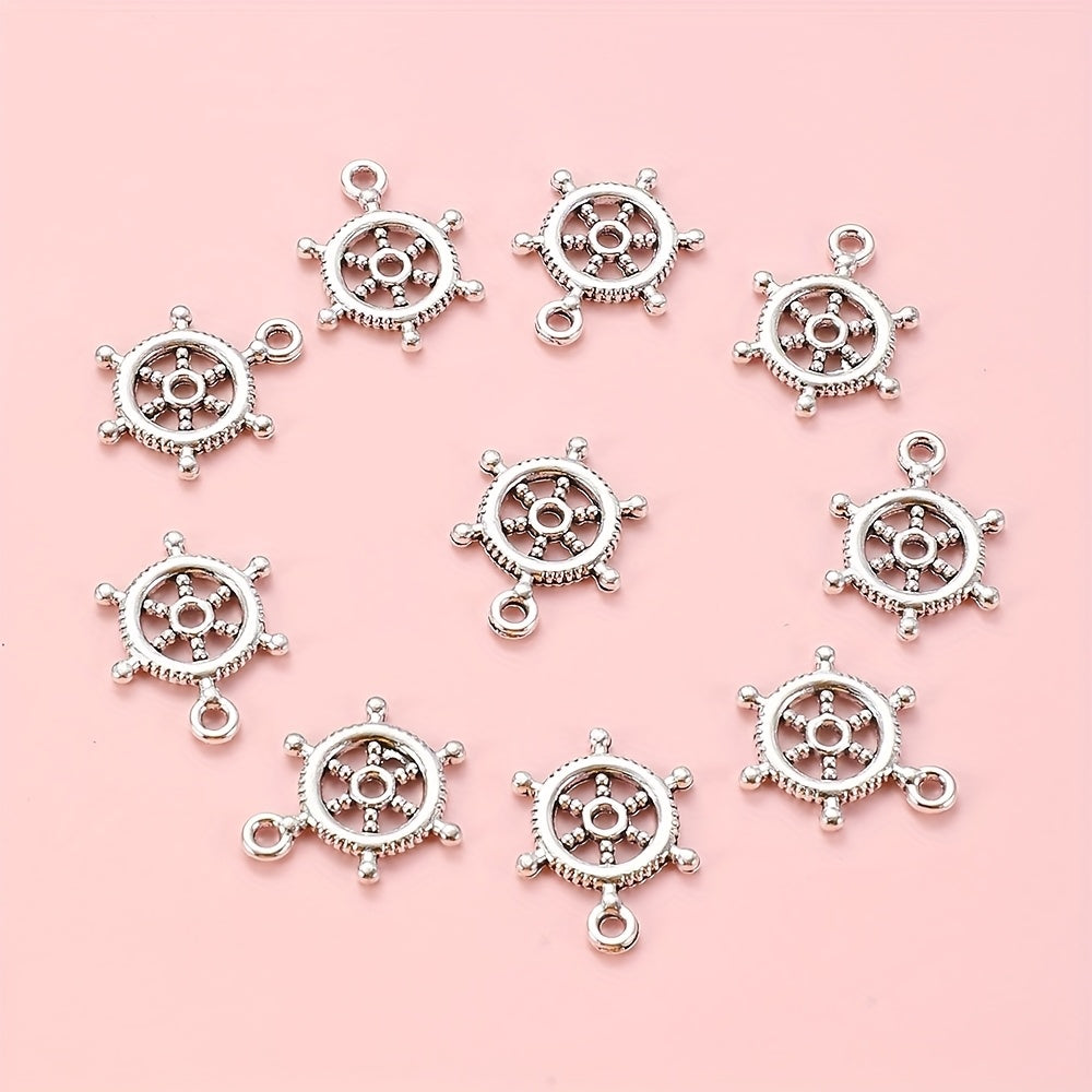 20PCS 15×20mm Silver-Tone Rudder Alloy Pendants