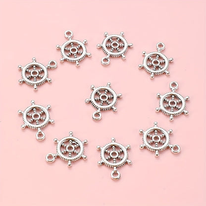 20PCS 15×20mm Silver-Tone Rudder Alloy Pendants